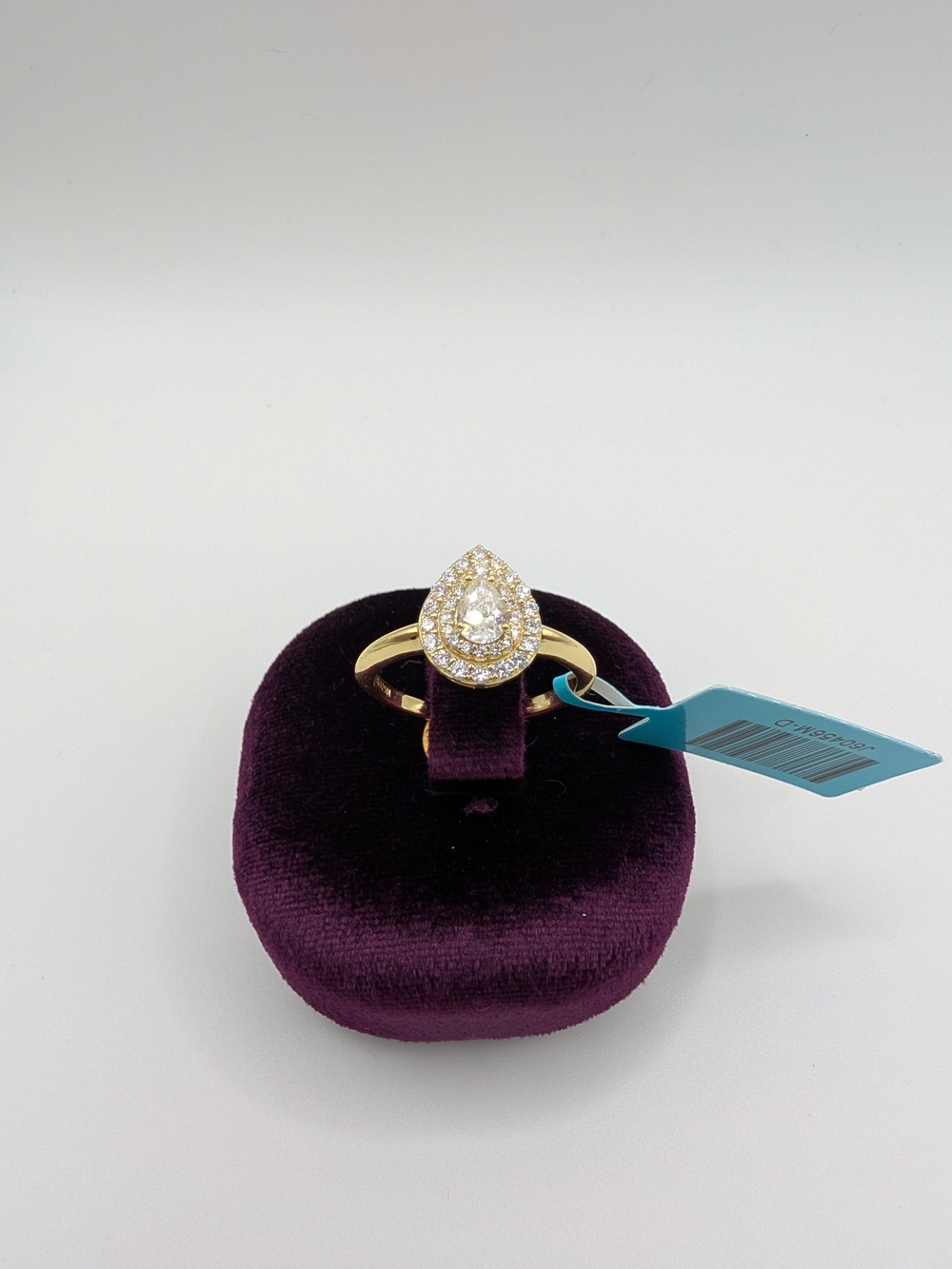 NEW 925 Silver Gold Moissanite Pear Double Halo Ring Size 8 0.89 CTW VVS D